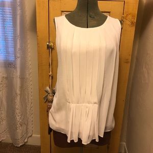 Ann Taylor Loft Womens Pleated Tank White S